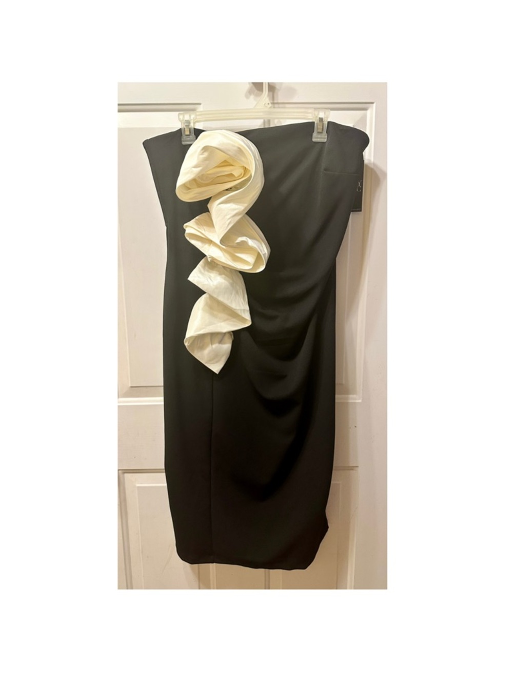 New York and Company Strapless Rosette Midi Sheath Dress